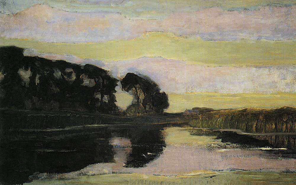 Piet Mondriaan - Riverscape with Row of Trees at Left