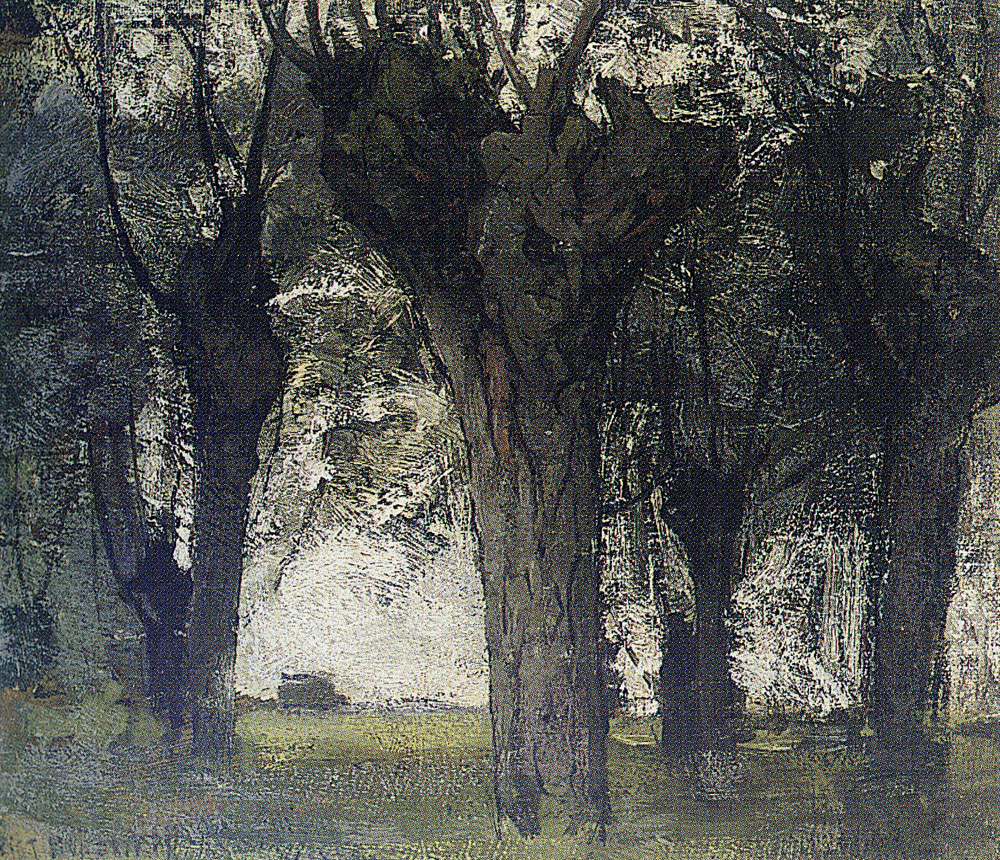 Piet Mondriaan - Willow Grove with Prominent Trunk at Centre