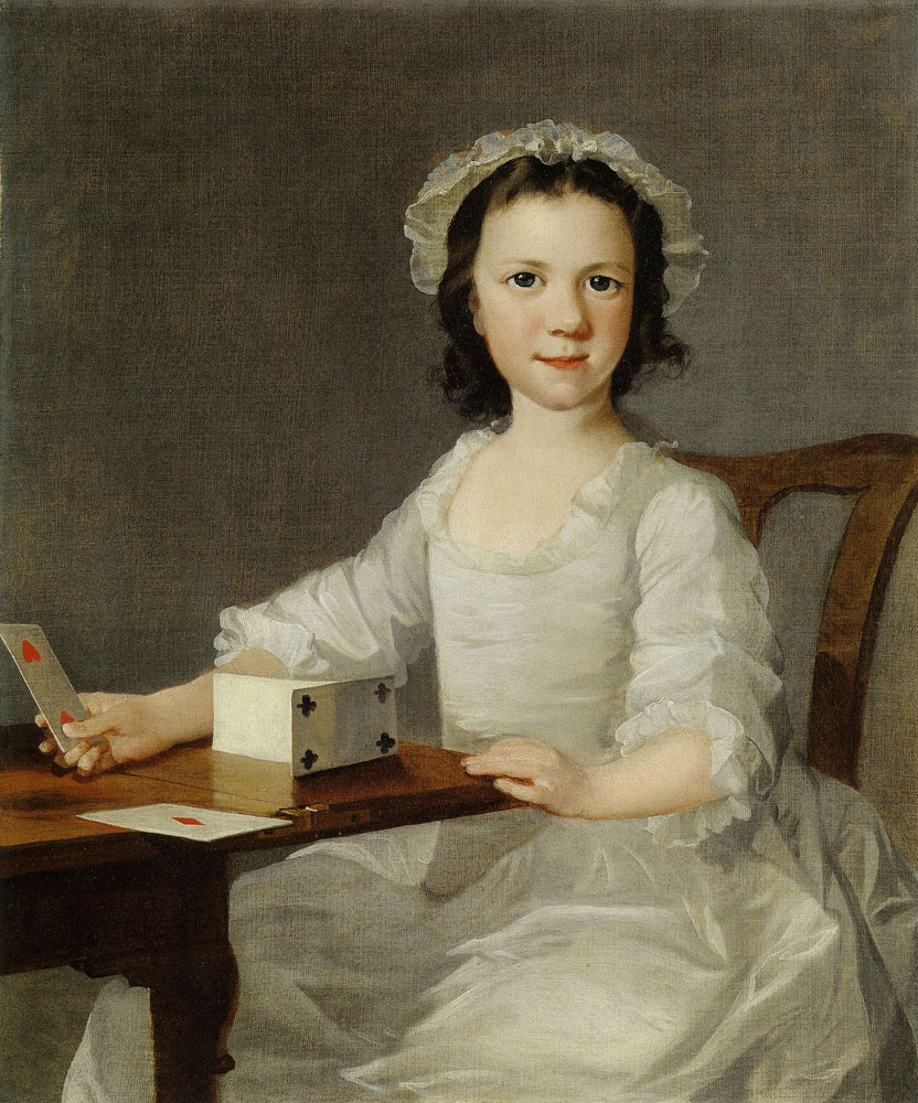 Attributed toThomas Frye - Girl Building a House of Cards
