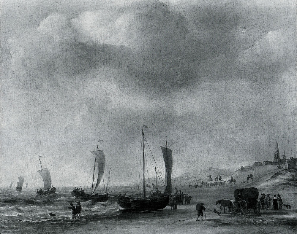 Willem van de Velde the Younger - The Shore at Scheveningen
