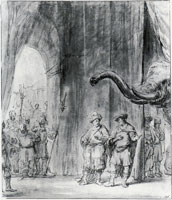 Ferdinand Bol Pyrrhus shows his elephants to Gajus fabritius Luscinus