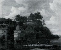 Jacob van Ruisdael Three Watermills with Washerwomen