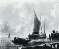 Jan van de Cappelle Vessels Moored off a Jetty