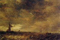 Jan van Goyen Sailing ships in a thunder storm
