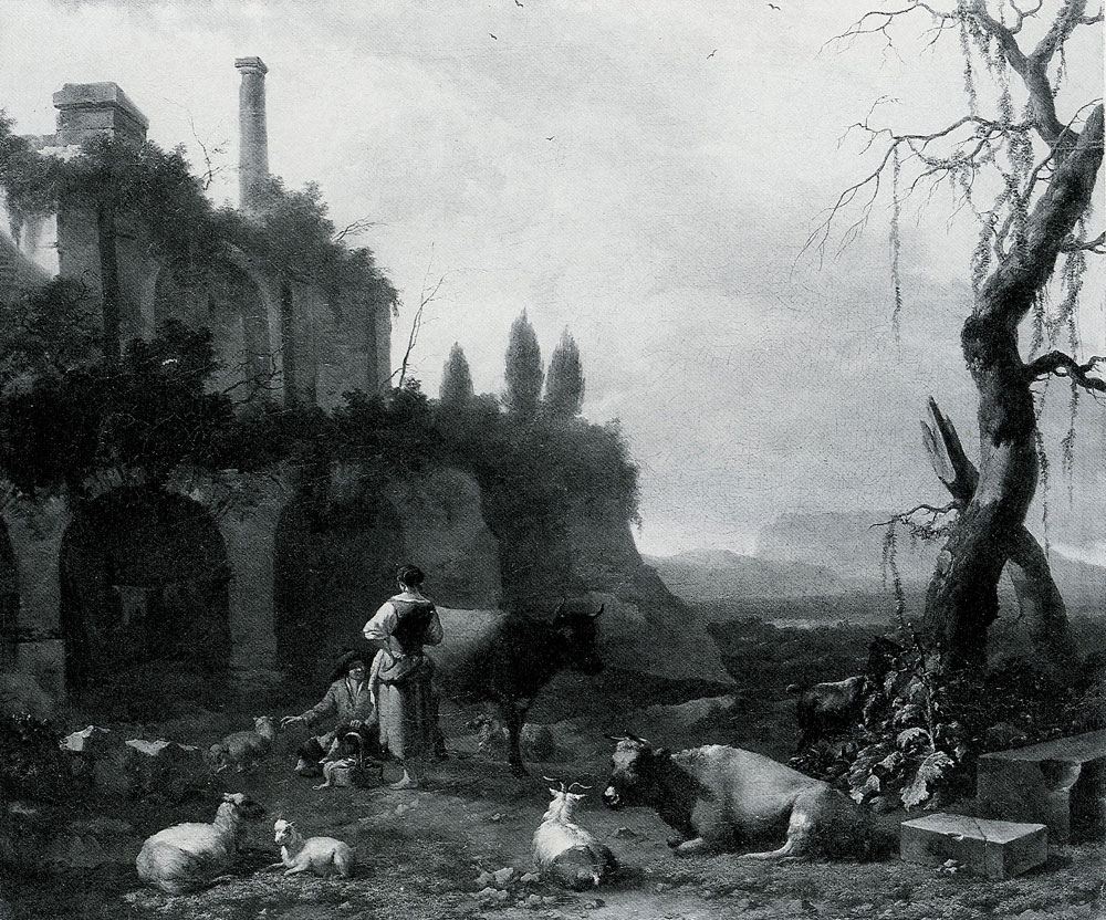 Abraham Begeijn - Peasants with Cattle by a Ruin