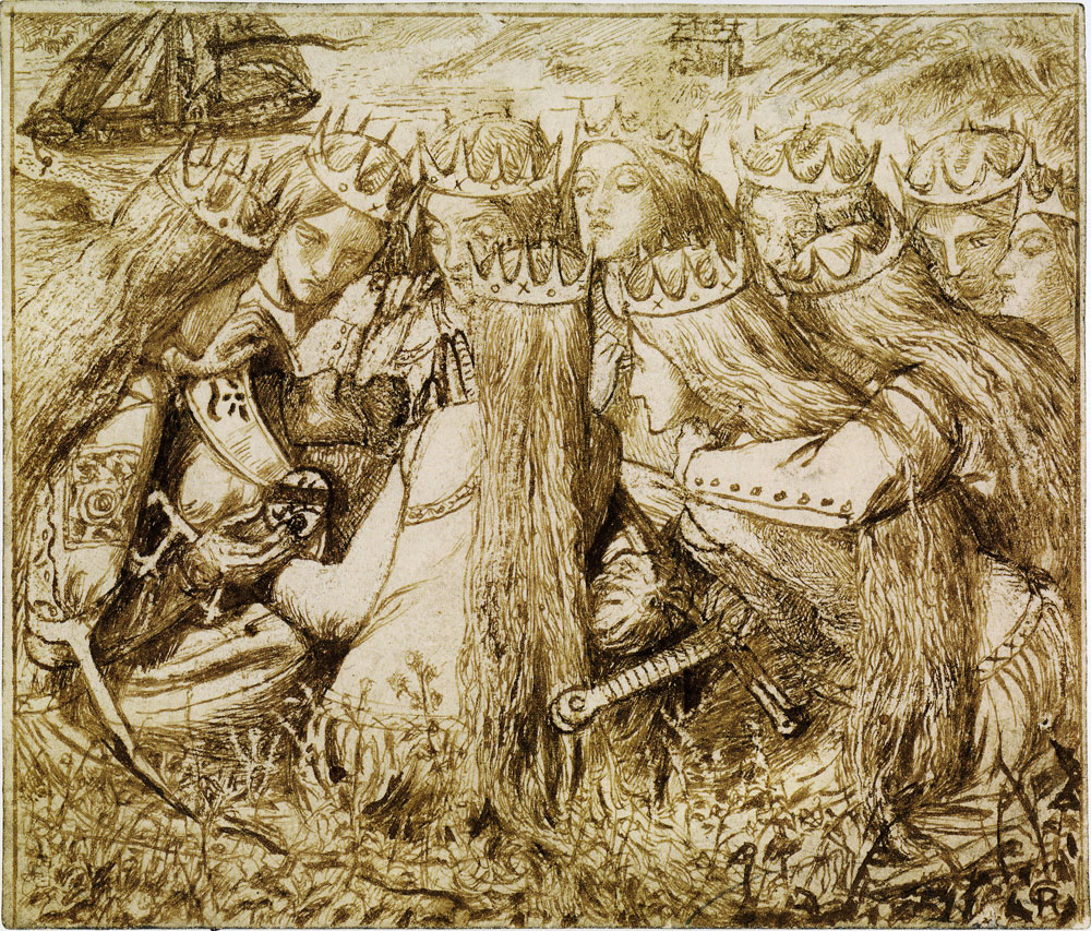 Dante Gabriel Rossetti - King Arthur and the Weeping Queens