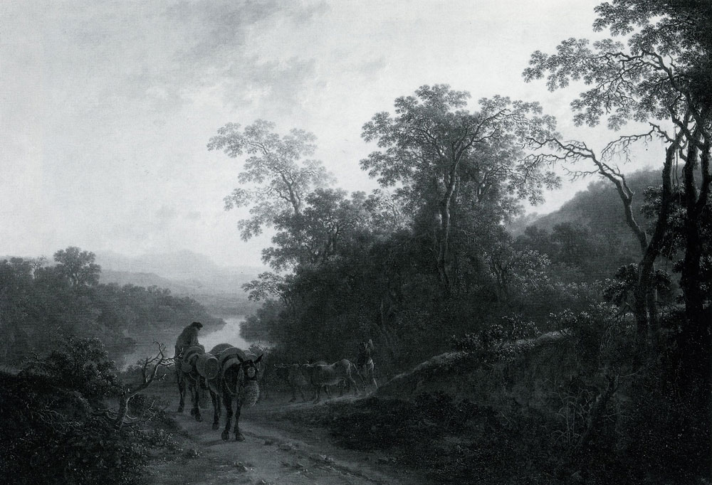 Jan Both - Peasants with Mules and Oxen on a Track near a River