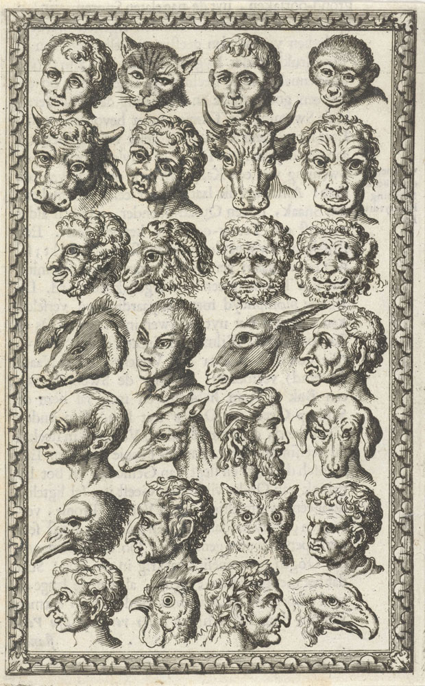 Jan Luyken - 28 Heads of men, beasts and birds