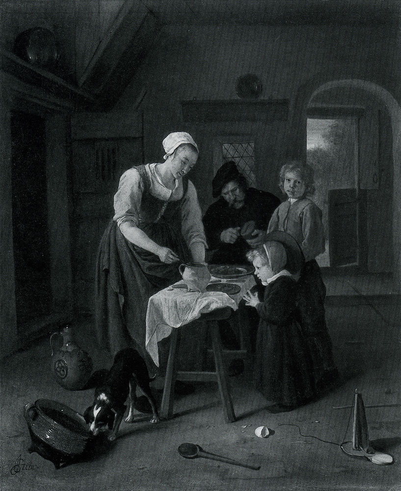 Jan Steen - A Peasant Family at Meal-time ('Grace before Meat')