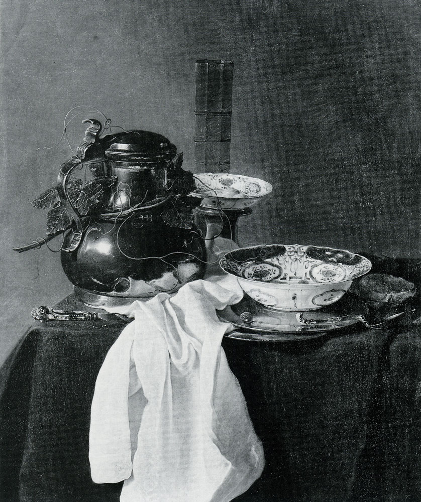 Jan Jansz. Treck - Still Life with a Pewter Flagon and Two Ming Bowls