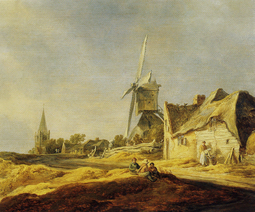 Jan van Goyen - Village road with a mill