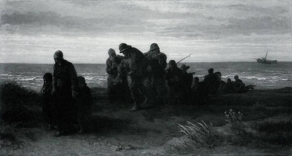Jozef Israëls - Fishermen carrying a Drowned Man