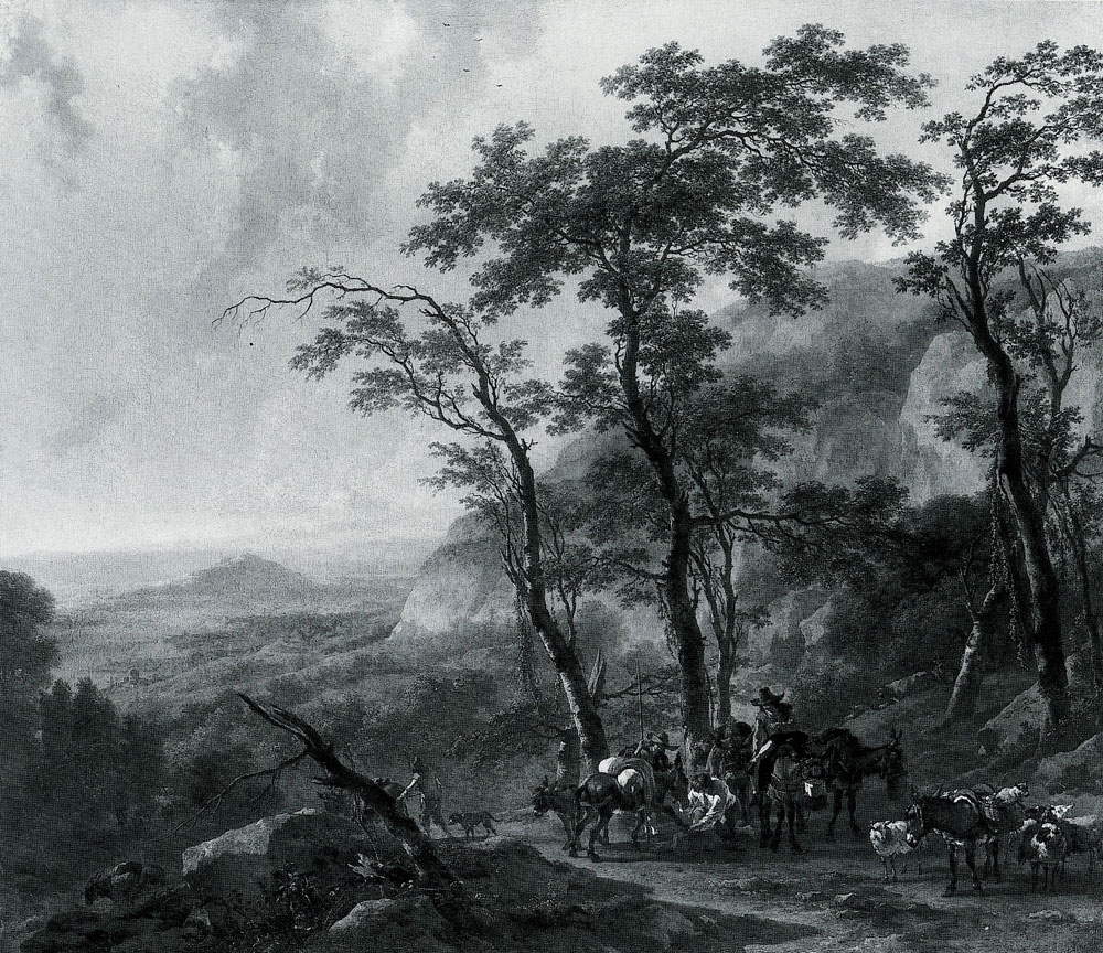 Nicolaes Berchem - Mountainous Landscape with Muleteers