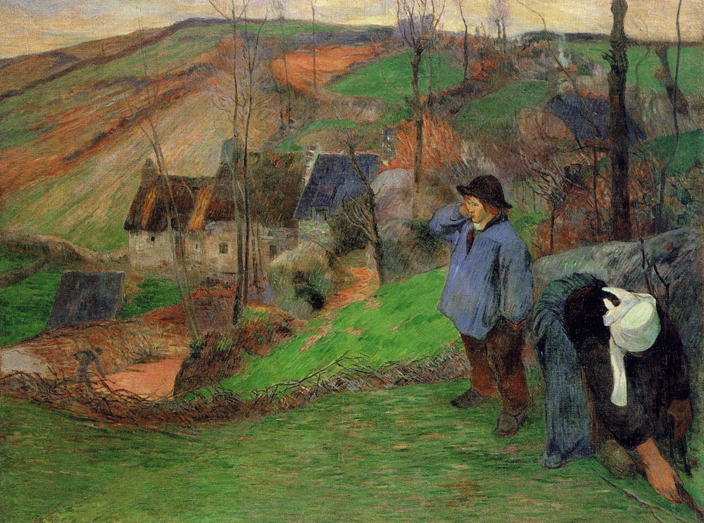 Paul Gauguin - Pont-Aven, Winter, with Boy and Firewood-Gatherer
