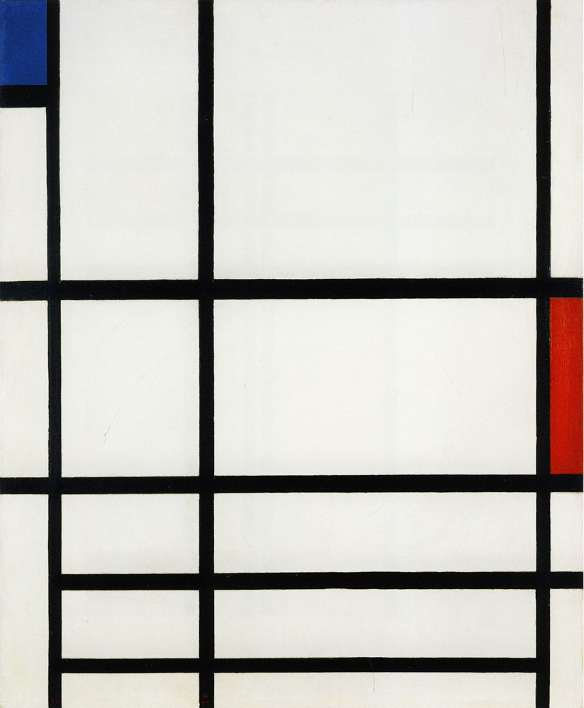 Piet Mondrian - Composition en rouge, bleu et blanc: II