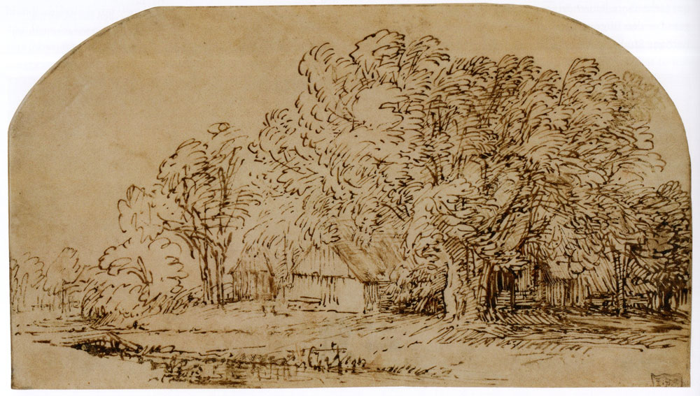 Rembrandt - Cottages Beneath Trees