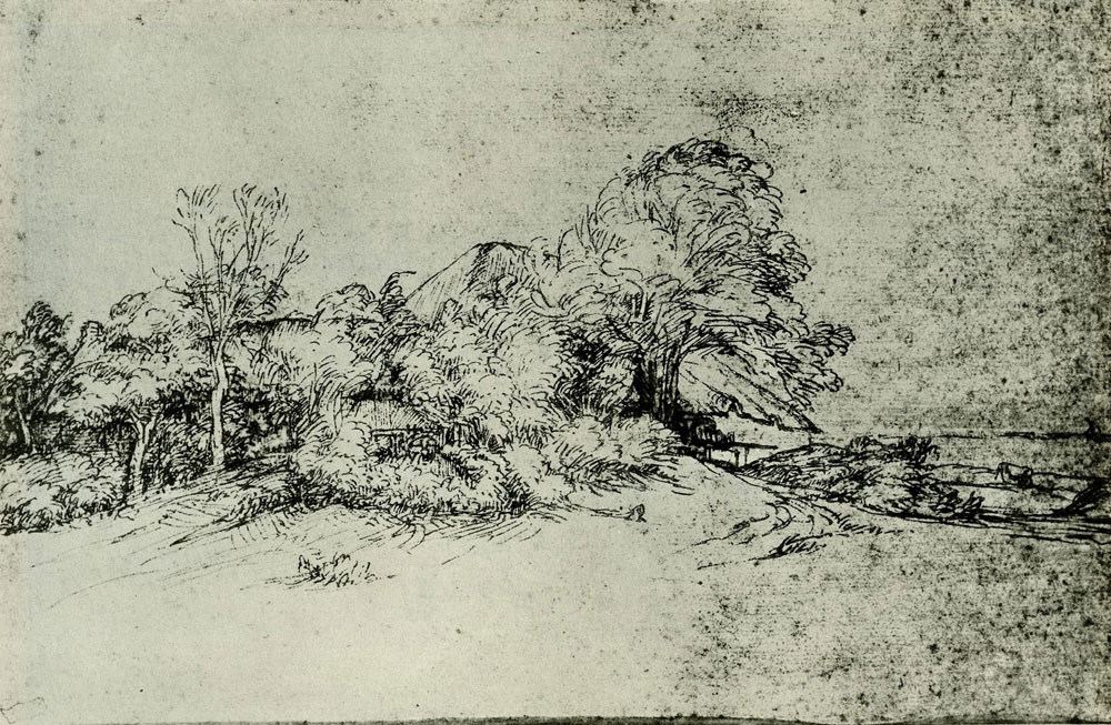 Rembrandt - Farm-Houses with a Water-Mill Amid Trees