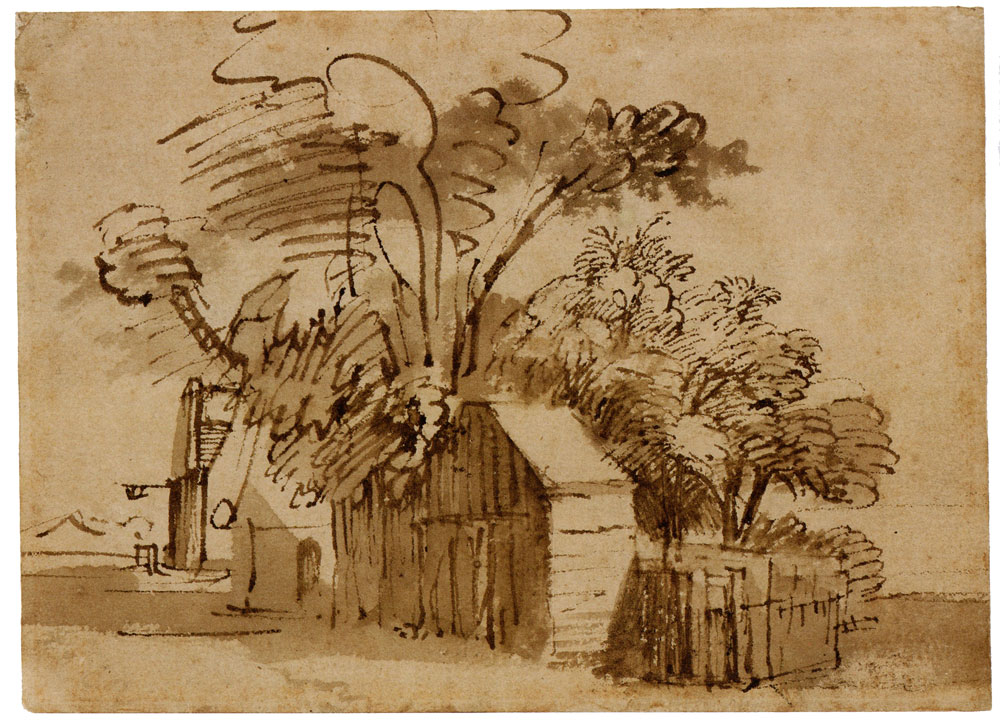Rembrandt - A Little Inn and Huts