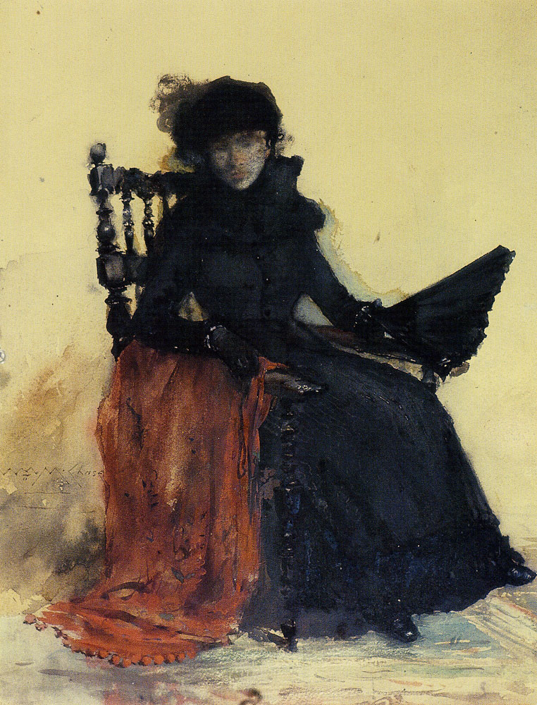 William Merritt Chase - A Lady in Black (The Red Shawl)