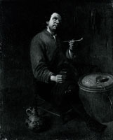 Abraham Diepraem A Peasant seated smoking