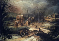 Joos de Momper the Younger Winter Landscape with the Flight into Egypt