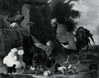 Melchior d'Hondecoeter A Cock, Hens and Chicks
