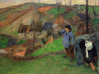Paul Gauguin Pont-Aven, Winter, with Boy and Firewood-Gatherer