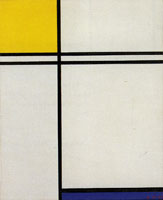 Piet Mondrian Composition with Double Line and Yellow and Blue