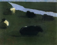 Piet Mondriaan Polder Landscape with Irrigation Ditch and Five Cows