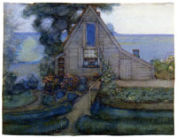 Piet Mondriaan Triangulated Farmhouse Facade with Polder in Blue