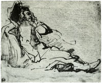 Rembrandt Young Man Asleep, Seated on the Ground