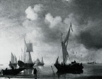 Willem van de Velde the Younger Dutch Vessels lying Inshore in a Calm, one saluiting