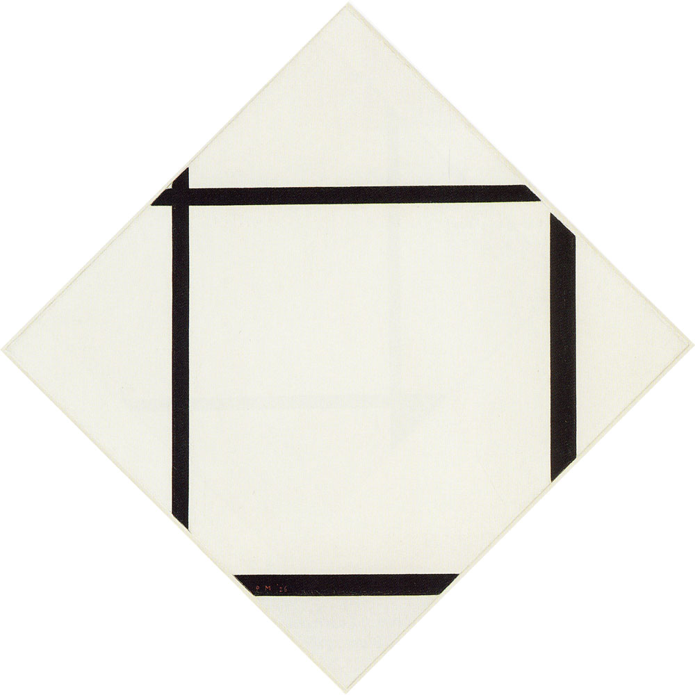 Piet Mondrian - Tableau I: Lozenge with Four Lines and Gray