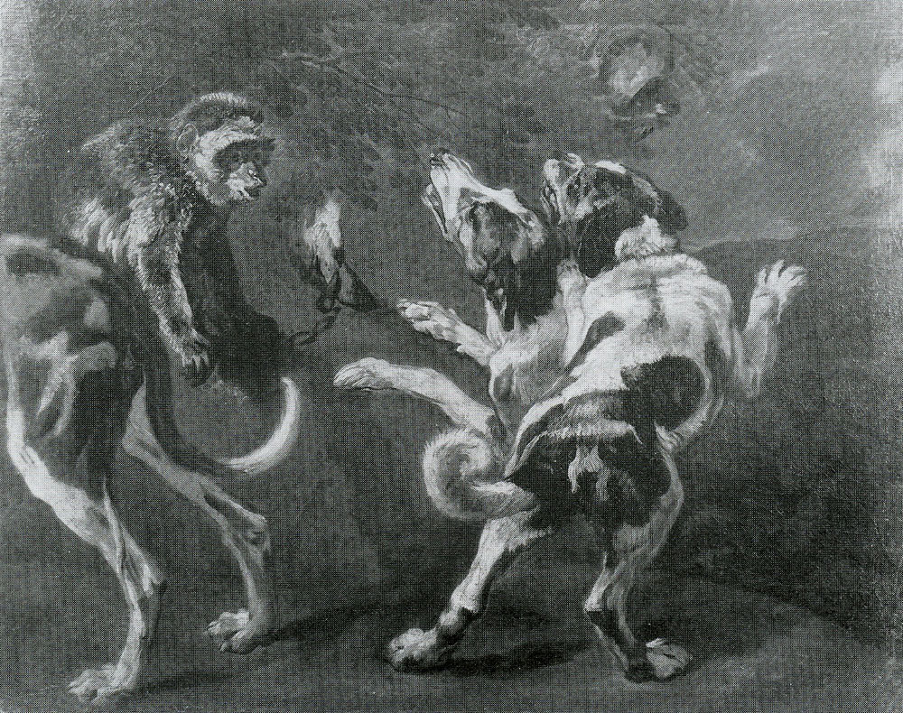 Pieter Boel - Study of Dogs and a Monkey on the Edge of a Wood