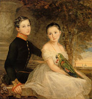 Christina Robertson Children with a Parrot