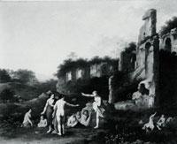 Cornelis van Poelenburgh Landscape with Classical Ruins and Women Bathers