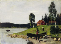 Edvard Munch Bay with Boat and House