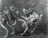 Pieter Boel Study of Dogs and a Monkey on the Edge of a Wood