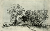 Rembrandt A Cottage Among Trees