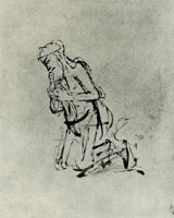 Rembrandt Study of an Old Man Kneeling in Prayer