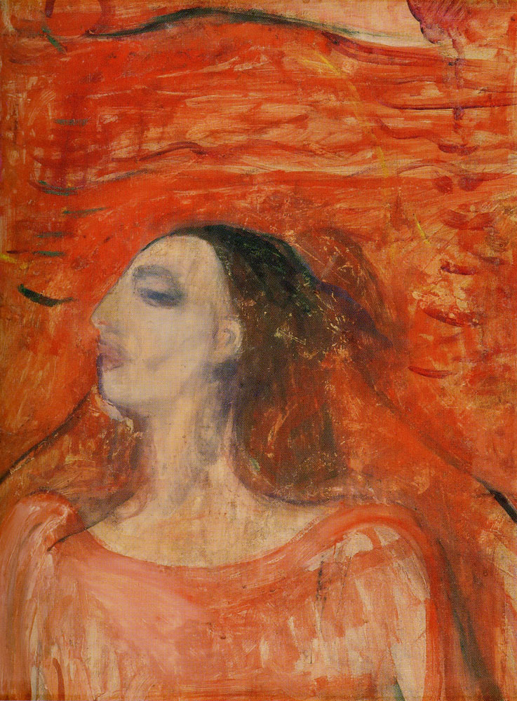 Edvard Munch - Woman's Head Against a Red Background