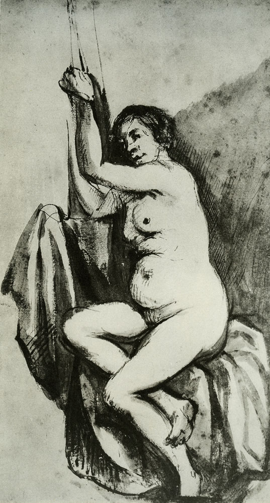 Johannes Raven - Seated Female Nude