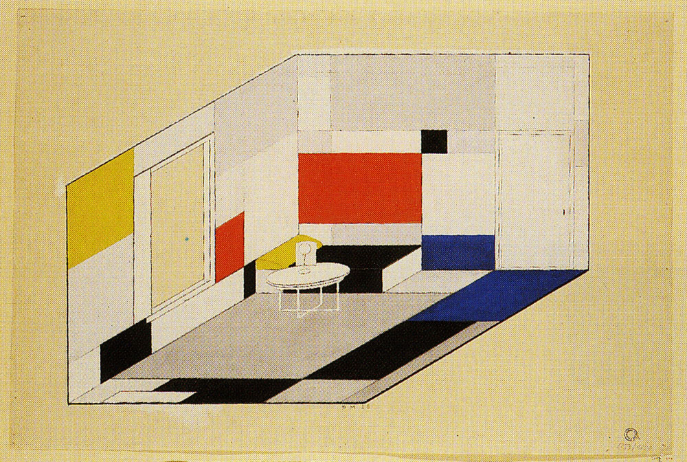 Piet Mondrian - Axonometric View with Floor, Bed, and Table