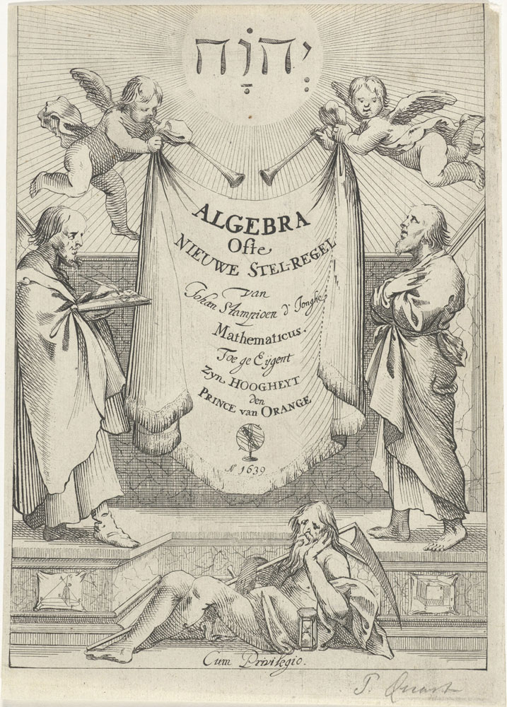 Pieter Quast - Title-page to: Johan Stampioen d'Jonghe, Algebra ofte Nieuwe Stel-Regel