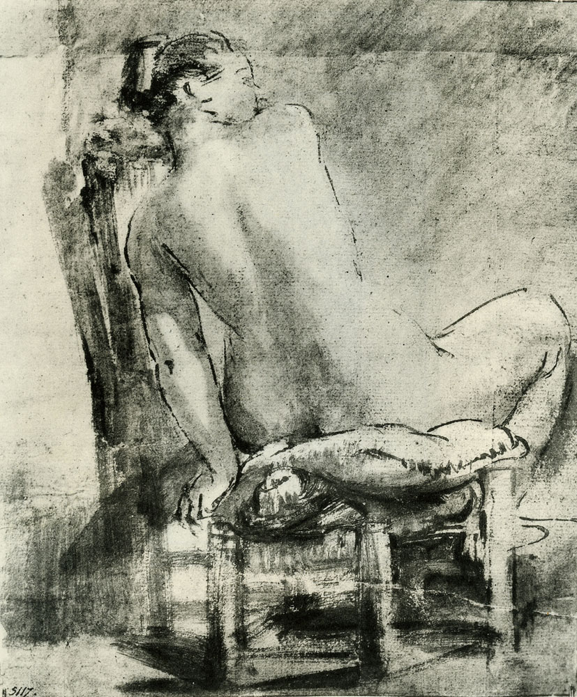 Rembrandt - Female Nude Seated on a Chair