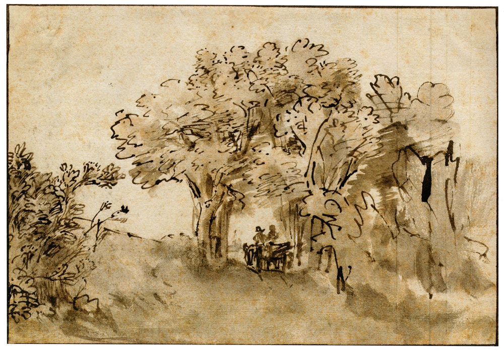 Rembrandt - A Road Flanked by Trees