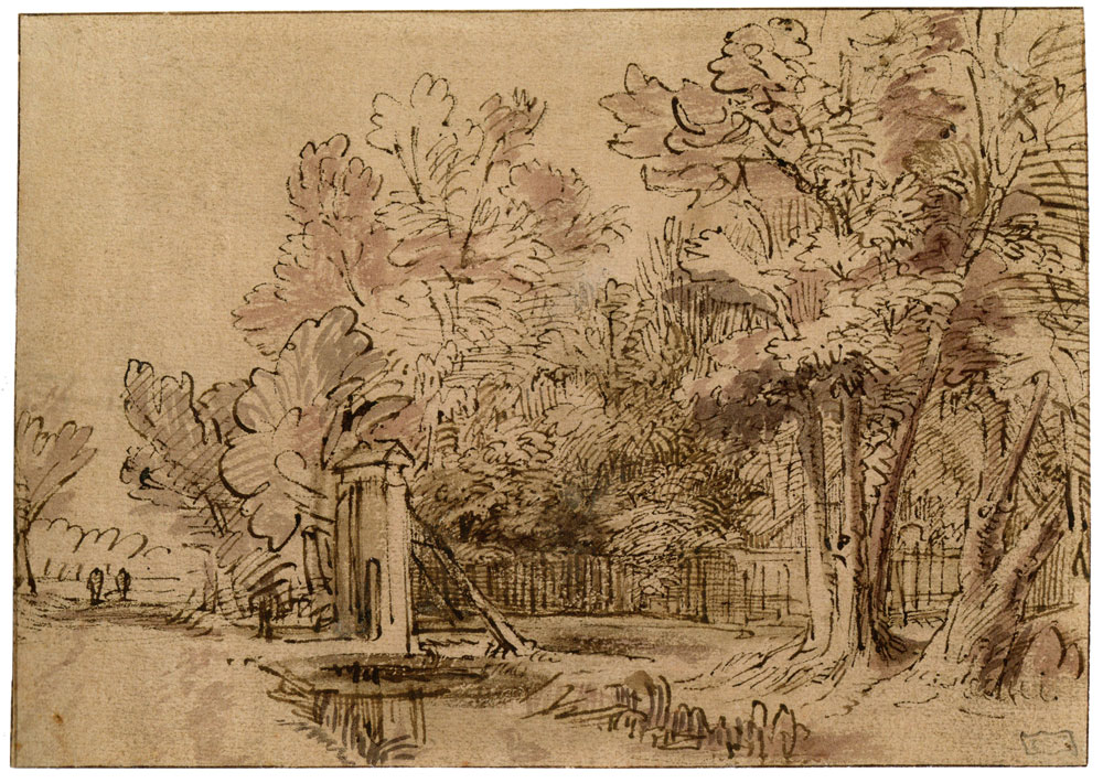Rembrandt - Trees Surrounding a Garden-Door