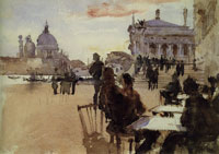 John Singer Sargent Café on the Riva degli Schiavoni, Venice