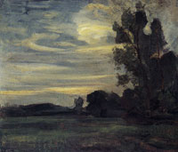 Piet Mondriaan Field with Tree Silhouette at Right