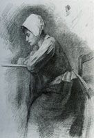Piet Mondriaan Girl with Bonnet Writing